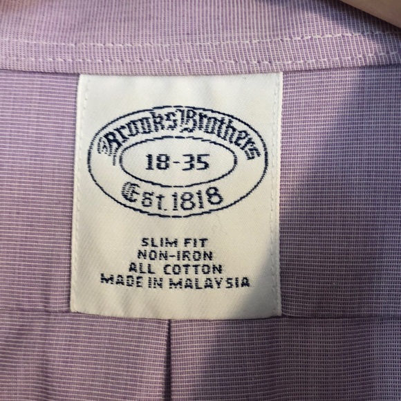 Brooks Brothers Lavender Oxford Shirt Size 18-35 - Picture 2 of 6